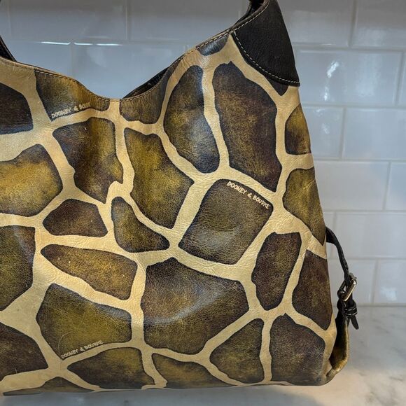 Dooney & Bourke Bag Purse Handbag Leather Animal Giraffe Pattern Large Shoulder - Picture 6 of 16